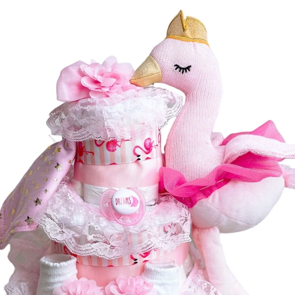 Flamingo Diaper Cake, Baby Shower Gift